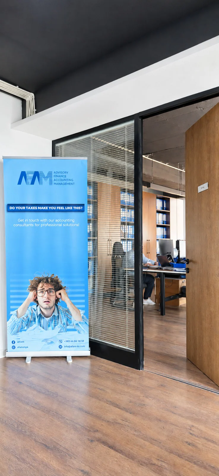 AFAM informational material displayed beside the offices